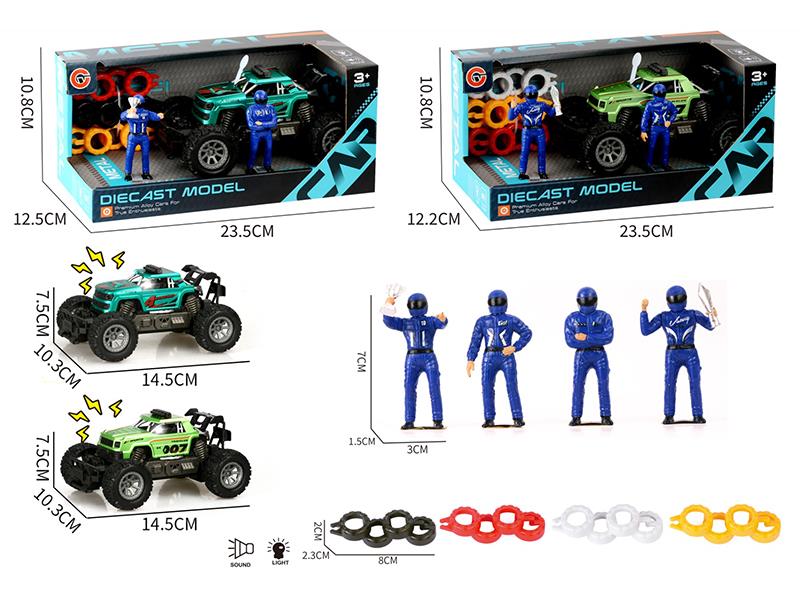 Friction Alloy Off-Road Sports Car With Light + Racing Driver + Tire