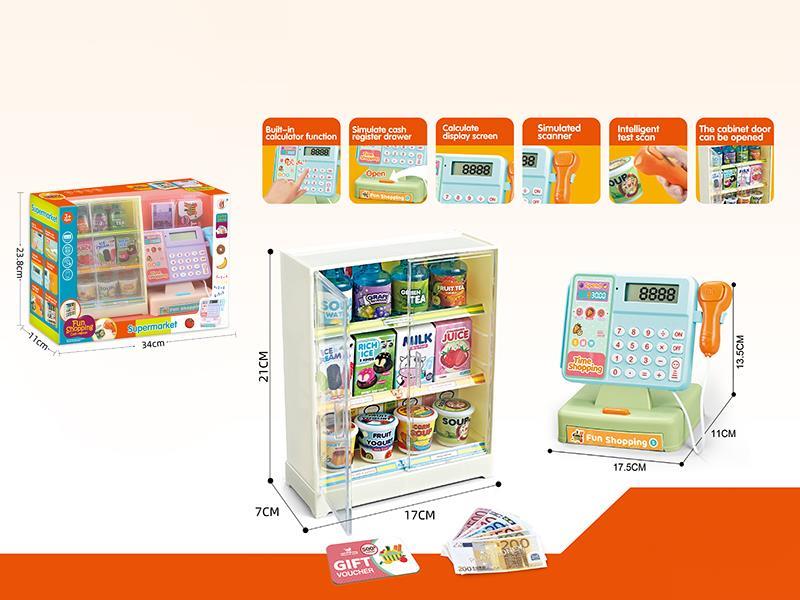 Cash Register With Refrigeration Cabinet + Food (Cash Register With Calculation And Sound Functions)