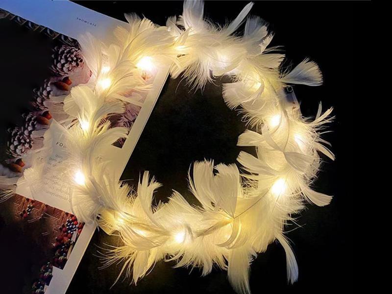 Angel Feather Sparkling Flower Wreath