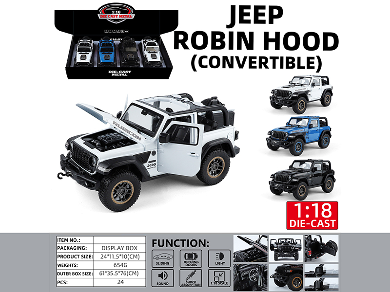 1:18 Jeep Robin Hood(Convertible) Alloy Car Model(4 Door Opening, Pull Back, Sound And Lights)