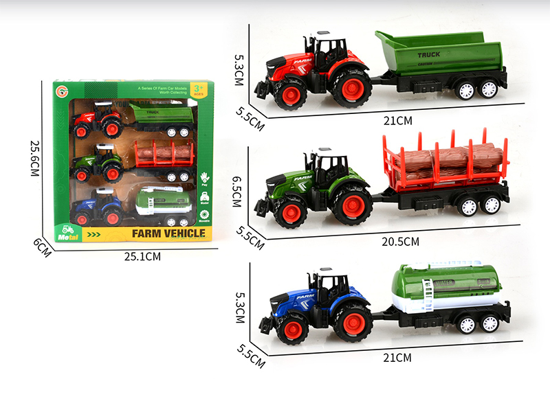 Pull Back Alloy Farm Tractor Happy Farm Set