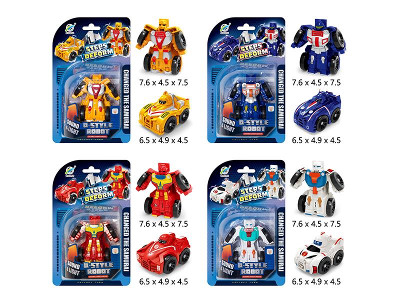 Cartoon Car One Key Transformation Robot Toy