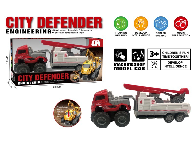 1:16 Friction Fire Ladder Truck With Sound And Lights
