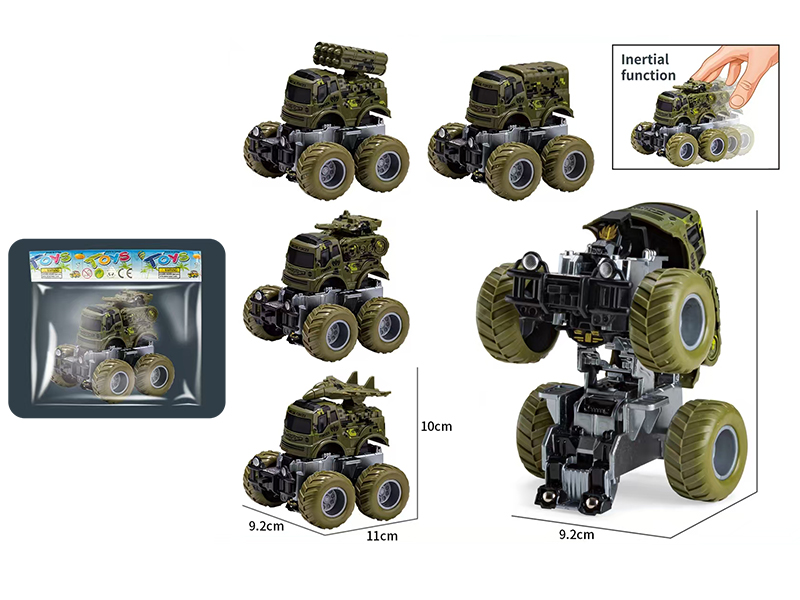 Friction Crash Deformation Off-Road Military Truck 1pcs