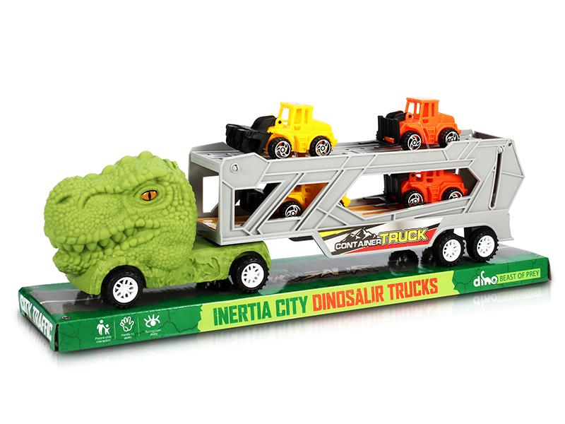 Friction Dinosaur Transport Truck With 4 Engineering Trucks