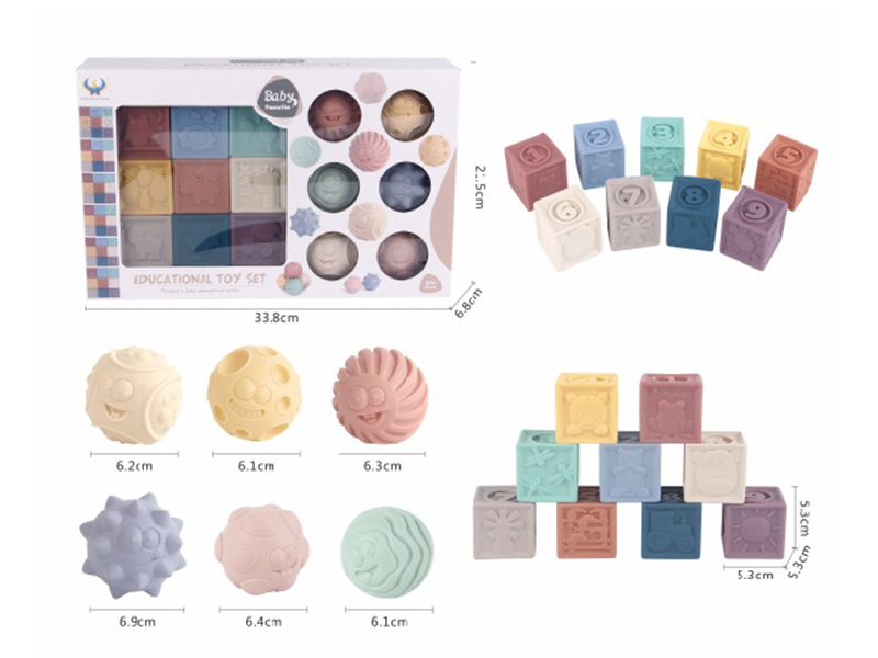Baby Bath Toy Vinyl Cubes + Balls(Morandi Color)
