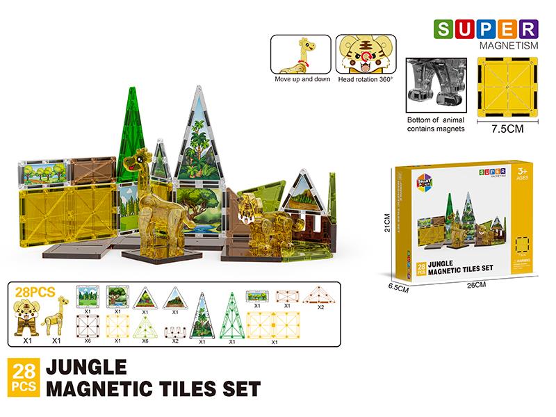 Jungle Series Magnetic Tiles Building Blocks 28PCS
