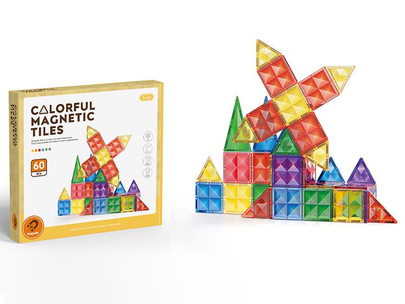 Colorful Magnetic Tiles Building Blocks 60pcs