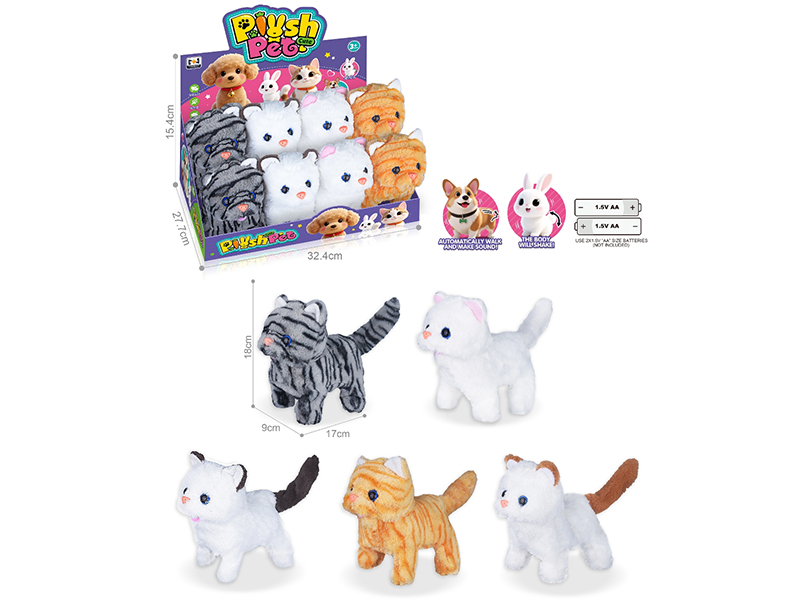 B/O Plush Pet Cat 8pcs/Box