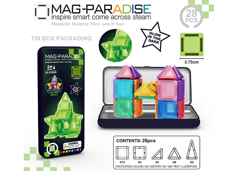 Glow In The Dark Mini Magnetic Building Blocks 28PCS