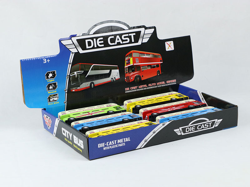 1:90 Pull Back Alloy London Double-Decker Bus, Can Open The Door(6PCS)