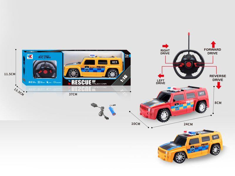 Hummer H3 Off-Road 4CH Police Car 1:16,3D Lighting + Steering Wheel Remote Control: Battery Included