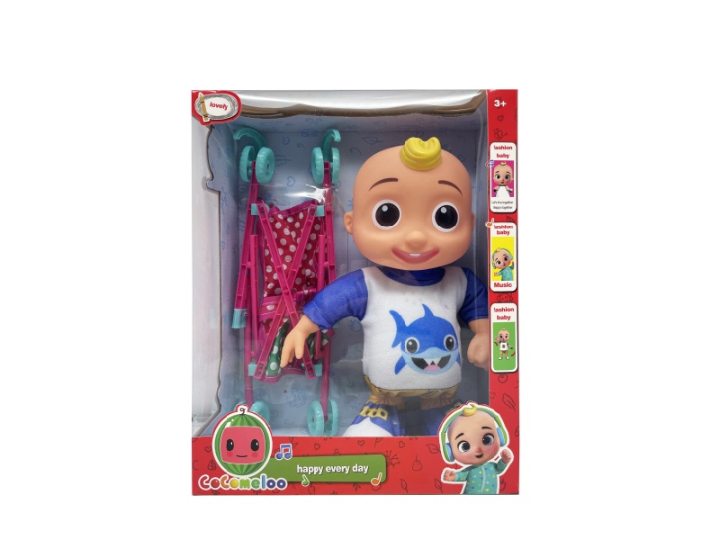 22 Inch B/O Solid Cocomelon JJ Boy Doll With Stroller Toy