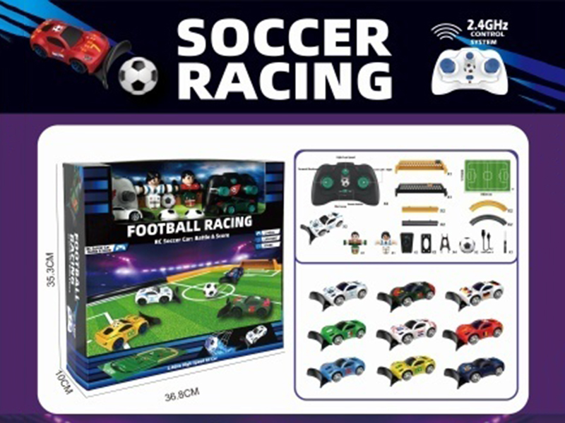 1:64 2.4G Remote-Controlled Football Racing Car 2 +2 Football Players With Fence 86*60Cm Football Pad