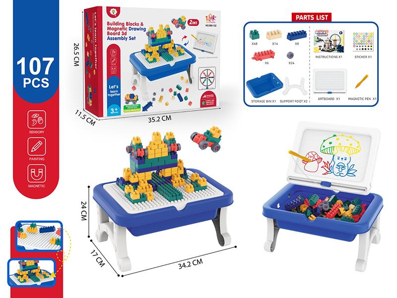 Building Blocks & Magnetic Drawing Board 3D Assembly Set