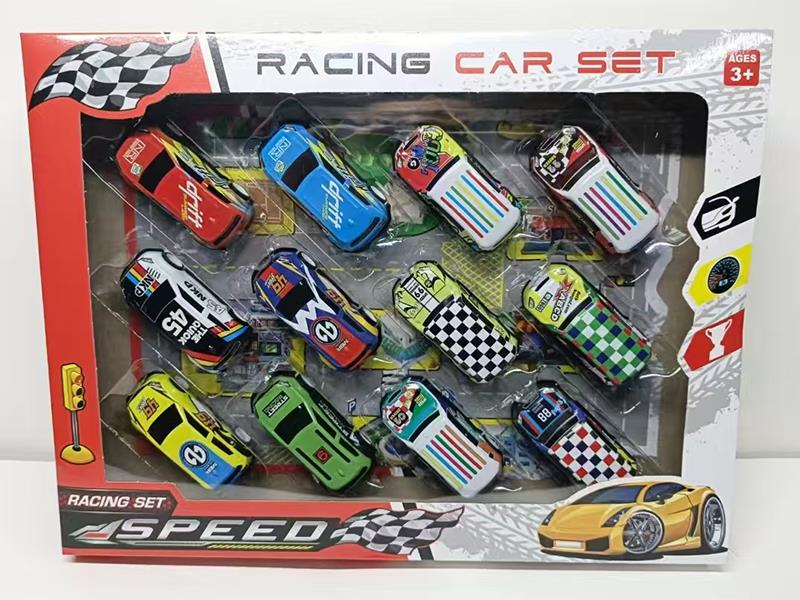 12pcs Pull Back Iron Cars