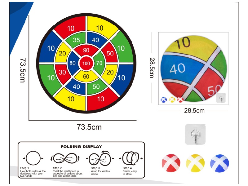 Digital Foldable Dartboard Adhesive Ball Fabric Target 74Cm (Patterns Can Be Customized)