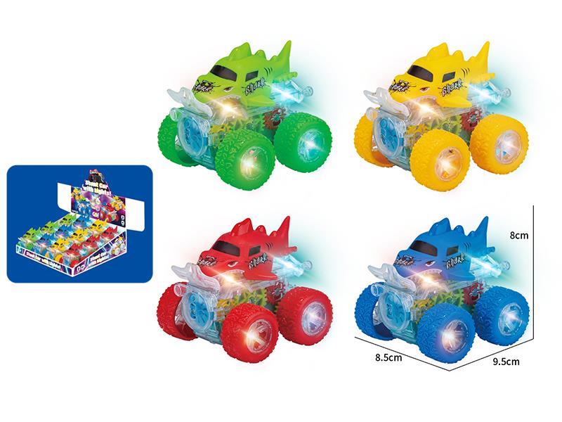 Dual Friction Stunt Gear Monster Car With Lights(Shark) 12pcs