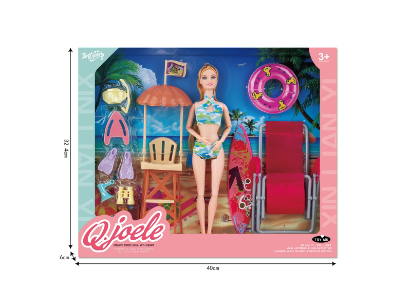 Joel 11.5-Inch Articulated Doll Swimsuit And Beach Set