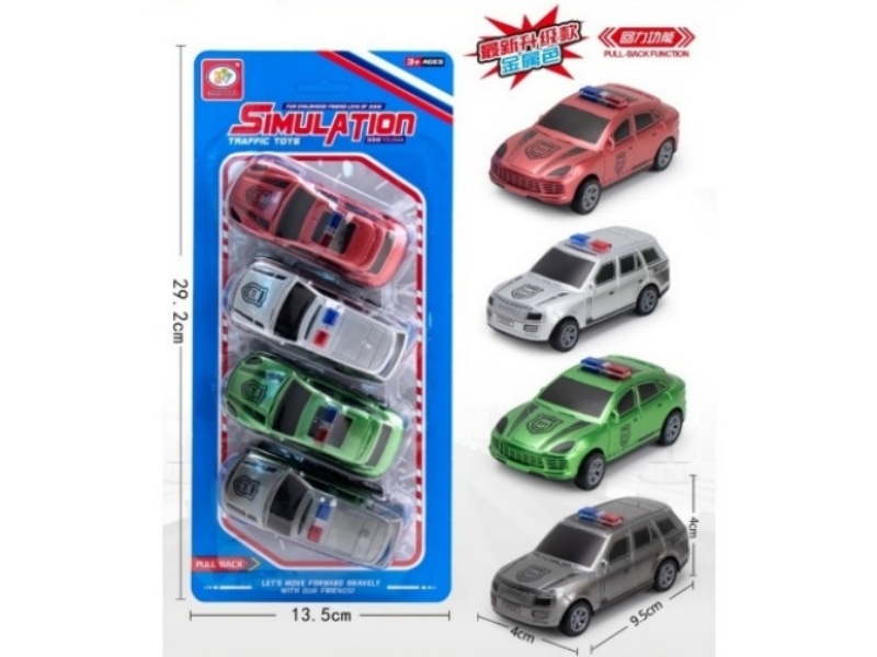 2 Sets Of 6-Color Small Returnee Police Cars (Metallic Color)
