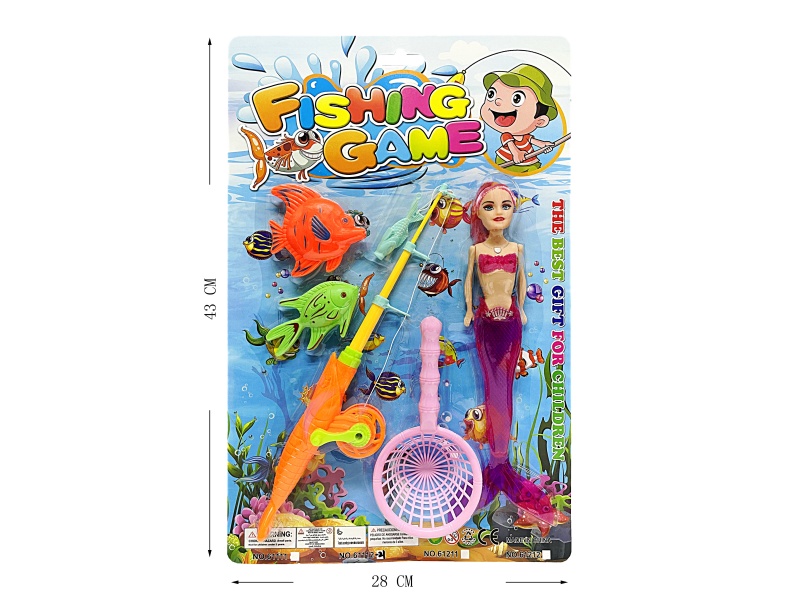 Mermaid Doll + Magnetic Fishing Toy
