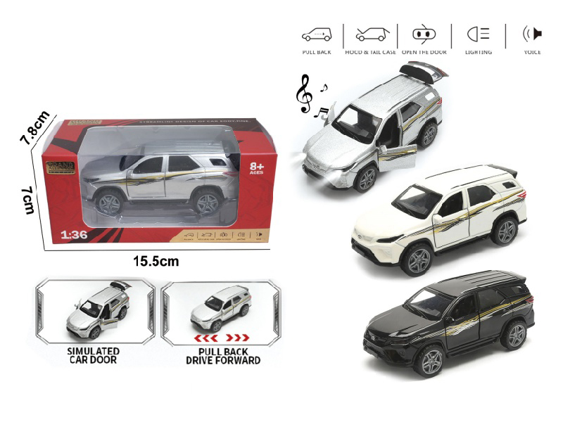 1:36 Huili Alloy Car Model - Toyota Land Cruiser With Lights And Music (3-Color Mixed Outfit)