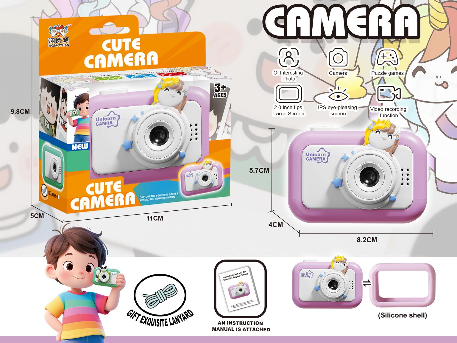 Children'S Camera Can Take Photos, Record Videos And Play Games (In  Shape Of A Unicorn)