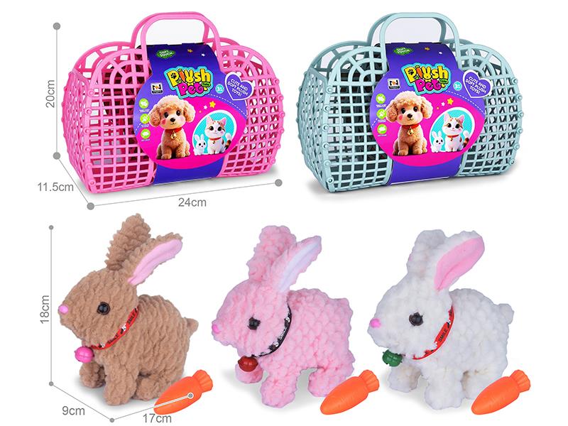 B/O Simulated Plush Pet Rabbit Hand Basket