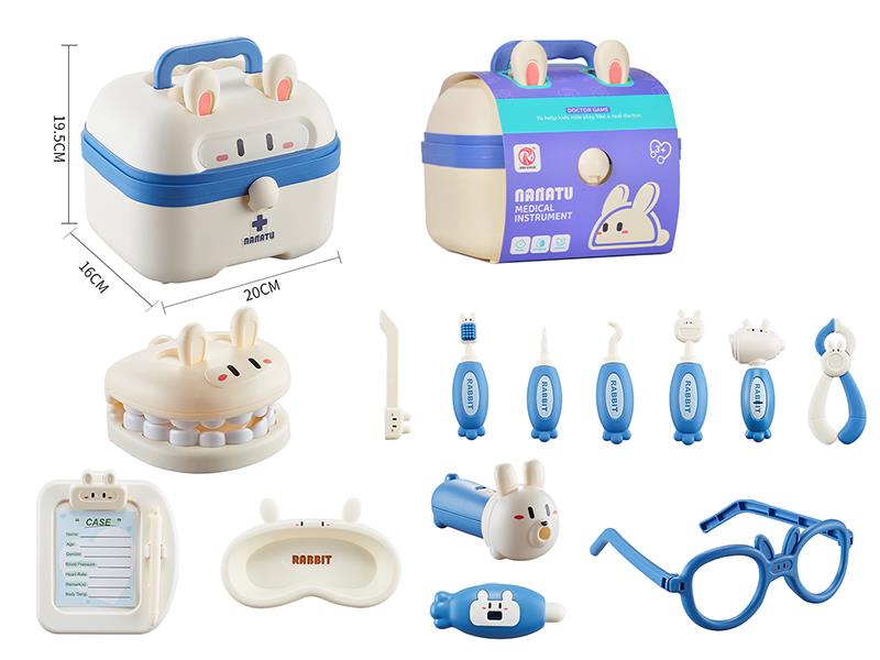Rabbit Storage Box Medical Instrument Toys 14pcs