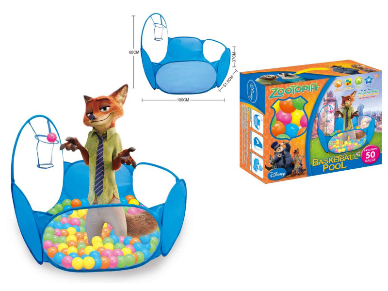 A 100CM Zootopia Basketball Pool With 50 6CM Ocean Ball
