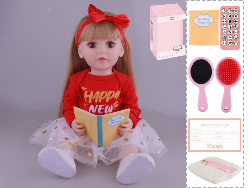 22-Inch Bionic Smart Rebirth Doll, Capable Of Bionic Shaking Of The Head, Raising Of The Hand, Mouth Movement To Speak, Intelligent Dialogue, Recording, Imitating The Tongue, Oral Skills, Dance Music