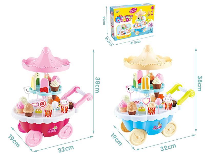 Rotating Candy Ice Cream Car With 3 Lights+Music