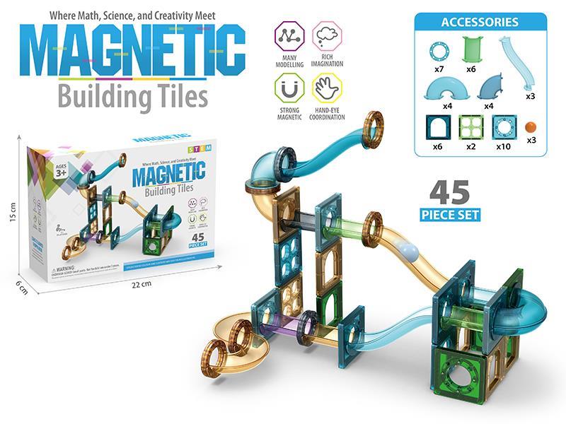 Magnetic Tiles Roll Ball Track Building Blocks 45pcs