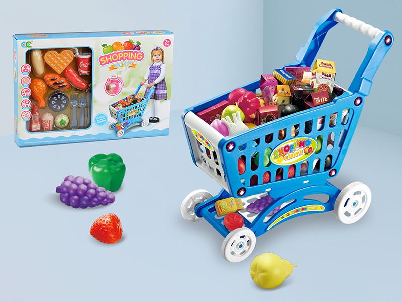 Shopping Cart With with Breakfast Bread Toys