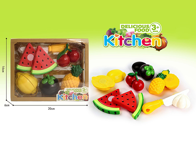 Simulation Wooden Box Cutting Fruits Set