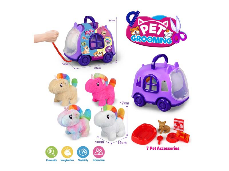 Purple Rope Cart + B/O Plush Unicorn + Accessories