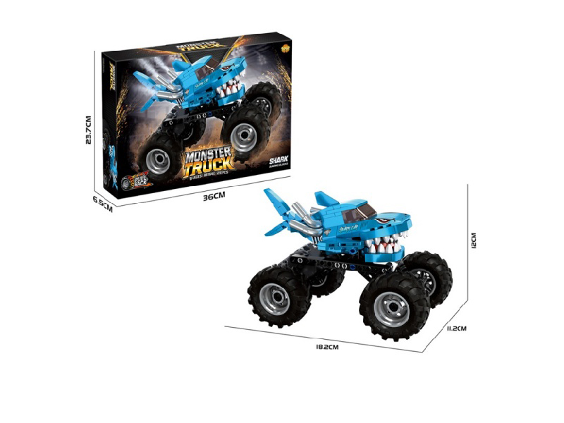 Diy Building Block Rebound Monster Shark Bigfoot Cart (With Shock Absorber)
