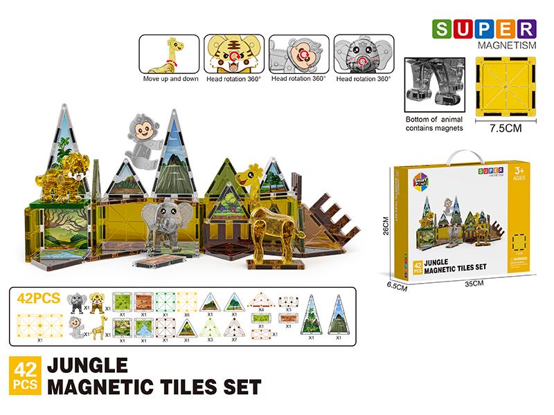 Jungle Series Magnetic Tiles Building Blocks 42PCS