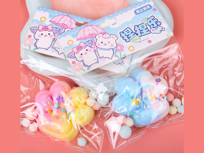 Jelly Kneading Fun Mixed With Colorful Large Cat Paw Sequins, Hairballs And Card Heads