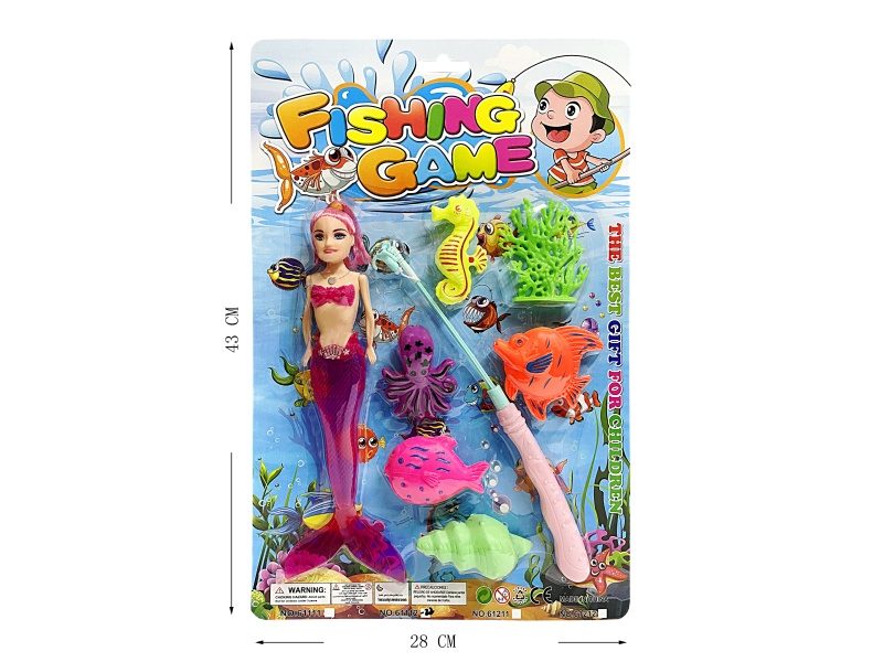 Mermaid Doll + Magnetic Fishing Toy