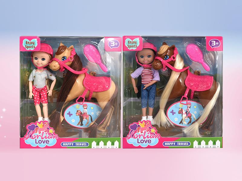 6" Doll + Horse Set