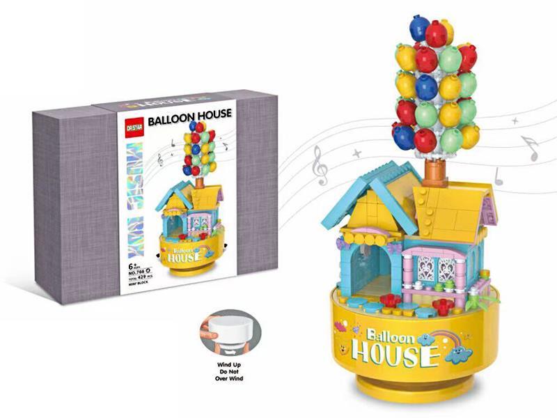 429PCS Flying House Global Small Particle Building Block Music Box