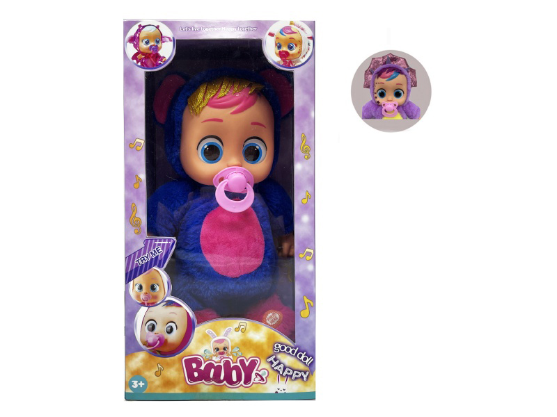 22 Inch B/O Walking 12D Eyes Solid Cry Baby Doll With Pacifier Sensor