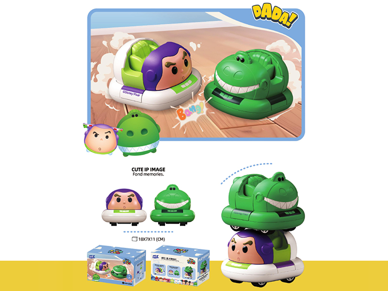 Disney Tsum Tsum Toy Story Series Buzz Lightyear&Rex Assembly Double Pull Back Bumper Cars