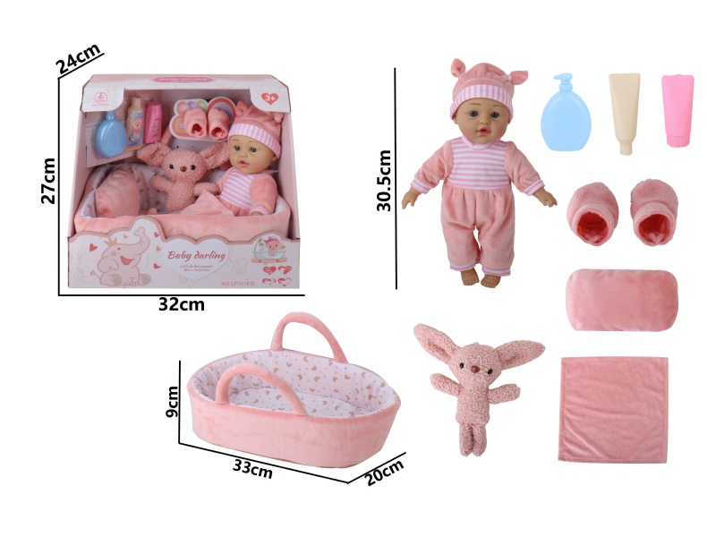 12-Inch Plastic Baby Sleep Basket Accessories With Rubber Coating And Stuffed Cotton Padding