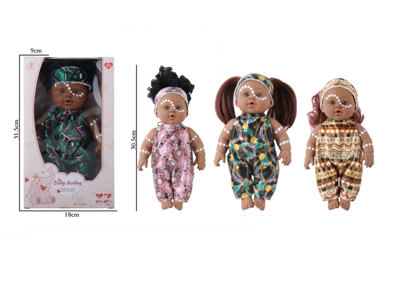 12-Inch Ic-Free Full-Body Rubber (Without Male Or Female Features) Indian Black Girl Three Models
