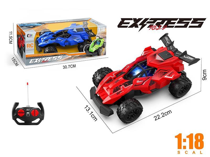 1:18 Four-Channel Remote Control Racing Car With Lights, Batteries Not Included