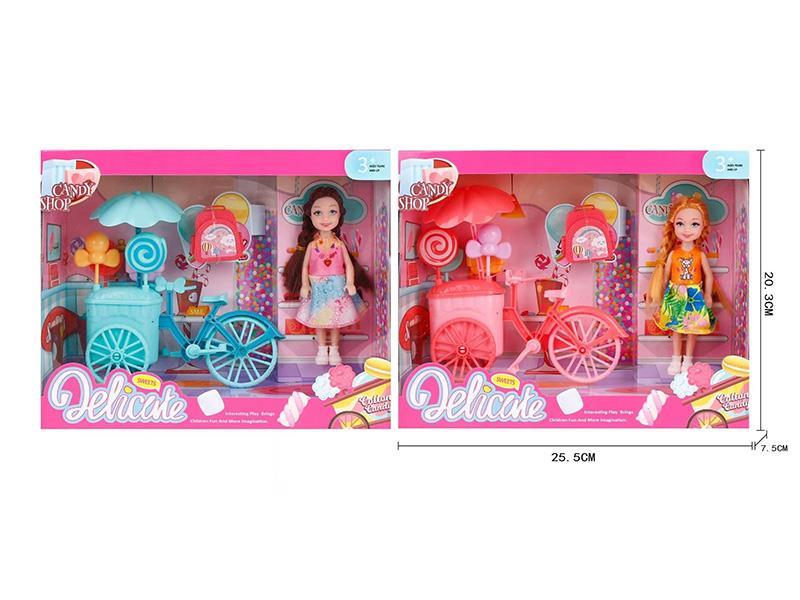 6" Doll With Ice Cream Car Set