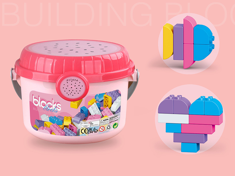 Pink Storage Bucket Building Blocks Set