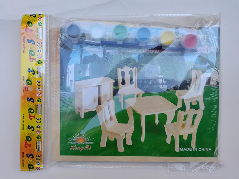 3D Wooden Puzzle DIY Color Drawing Toy